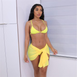 Women's Sexy Solid Color Low Cut Camisole Thong Bikini Suit Women
