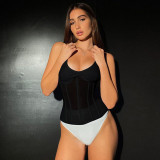 Slim-fit corset sexy mesh see-through stitching suspenders
