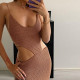 Temperament sexy suspender dress Lady's empty holiday solid color dress