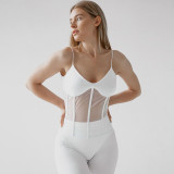 Slim-fit corset sexy mesh see-through stitching suspenders