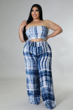Plus Size Women's Clothing Print Positioning Print Chest Wrap Straight Pants Two Piece Suits