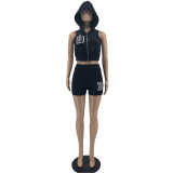 Sexy Zip Sleeveless Suit Two Piece Set