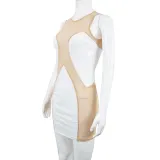 Women's sexy mesh perspective stitching milk silk contrast sexy dress