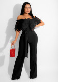 Sexy ruffled off-the-shoulder jumpsuit