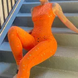 Women's Sexy Cutout Sleeveless Ripped Casual Sports Jumpsuit