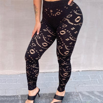 Sexy Hollow Hole High Waist Tight Sports Casual Pants Women
