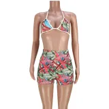 Locator Print Bra Shorts Set Two Piece Set
