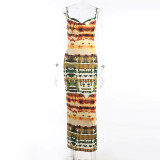 Sling backless tie-dye suspender dress fashion holiday dress women