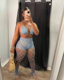 Hollow perspective two-piece beach style fishnet hand hook sexy fashion suit
