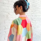 Women's Design Shirt Print Contrast Top Long Sleeve