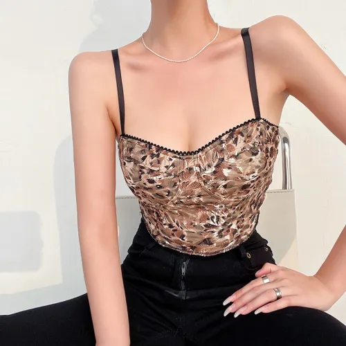 Sexy Babes Leopard Print Camisole Top Fashion Casual Slim Tank Top