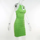 Halter neck hollow backless strappy dress fashion sexy short skirt women