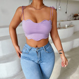 Wavy sexy babes small camisole top straps crop top