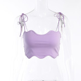 Wavy sexy babes small camisole top straps crop top