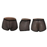 Sexy perspective mesh high waist solid color transparent black shorts high waist buttocks slim