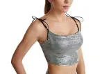 Sexy Laser Bronzing Tether Adjustable Set Fitting Fashion Top Shorts Two-piece Set