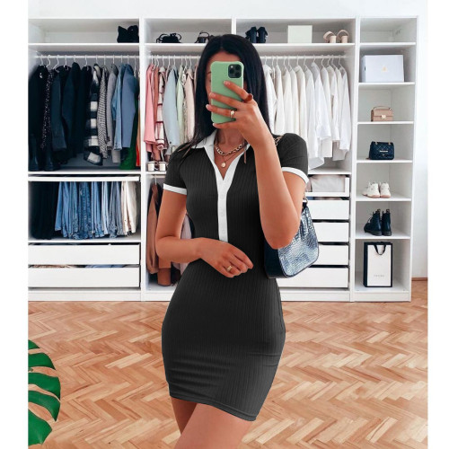 Women's Pit Strip Short Skirt Shirt Dress Sexy Casual Short Sleeve