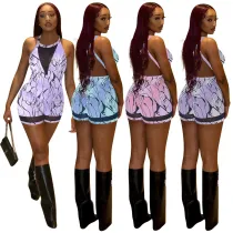 Printed backless jumpsuit sexy temperament women's clothing