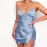 SATIN SLIP SLIT SLIT DRESS