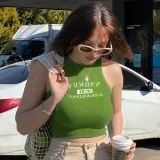 Spice Girl Personality Basic Letter Embroidery Slim Fit Slim Short Sleeveless Vest