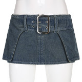 Hot girl personality big waist button denim ultra-short bag hip skirt