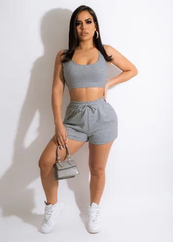 Solid color sexy tight-fitting casual sports two-piece suit