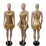 Nightclub style gold jumpsuit group
