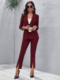 Women's Spring Autumn Winter Solid Color Fashion Suit Pants Set with Belt