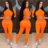 Fashion New Casual Tight Sports Short Sleeve Solid Color Pants Two Piece Set