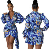 Sexy Fashion Digital Printing V-Neck Women's Fitted Dress