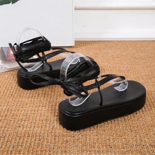 Platform mid-heel sandals women's ankle strap beach flip-flops