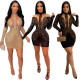 Fashion sexy perspective hot drill long-sleeved hip dress nightclub party