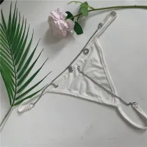 Stainless Steel Leo Constellation Rhinestone Alphabet Pendant Waist Chain Panties All-in-One Combination Thong Chain