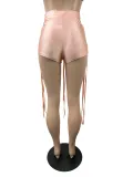 Fashion Casual Solid Color Fringe Ladies Shorts