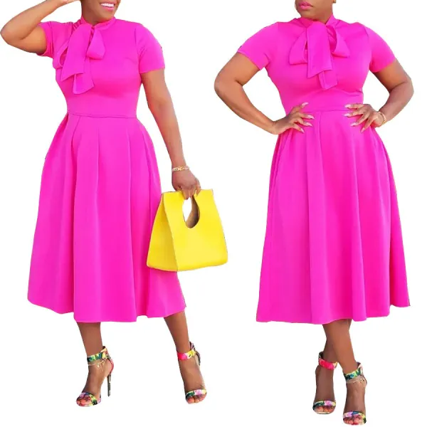 Fashion Tie Waist Home Commuter Long Dress