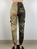 Women's Fashion Personality Contrast Color Splicing Camouflage Overalls