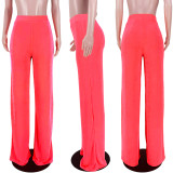 High Elastic Bobbi Fashion Solid Color Sling Pants Wide Leg Pants