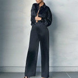 Fashion Women's Waist Slim Fit Long Sleeve Suit Two Piece