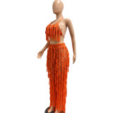 Sexy see-through knitted hand hook fringed beach suit