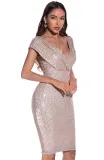 Deep V Neck Solid Sequin Dress