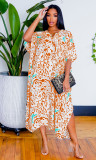 Women's Fashion Leopard Print Loose Fit Gown Dress