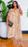 Women's Fashion Leopard Print Loose Fit Gown Dress