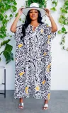 Women's Fashion Leopard Print Loose Fit Gown Dress