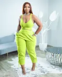 Candy Color Set Eyelet Strap Sports and Leisure Two-Piece Set