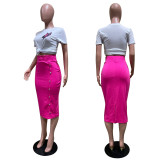 Women's Skirt Single Row Metal Buckle Casual Hip Skirt Multicolor