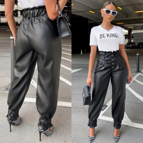 pu leather trousers