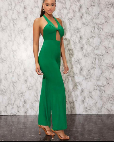 Solid Color Fitted Jumpsuit
