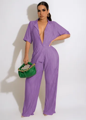 Pleated Shirt Pants Tracksuit