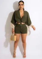 Lace-Up Fringe Two-Piece Doll Sleeve Set