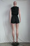 Fashion Casual Solid Color Short Sleeve Shorts Hooded Suit